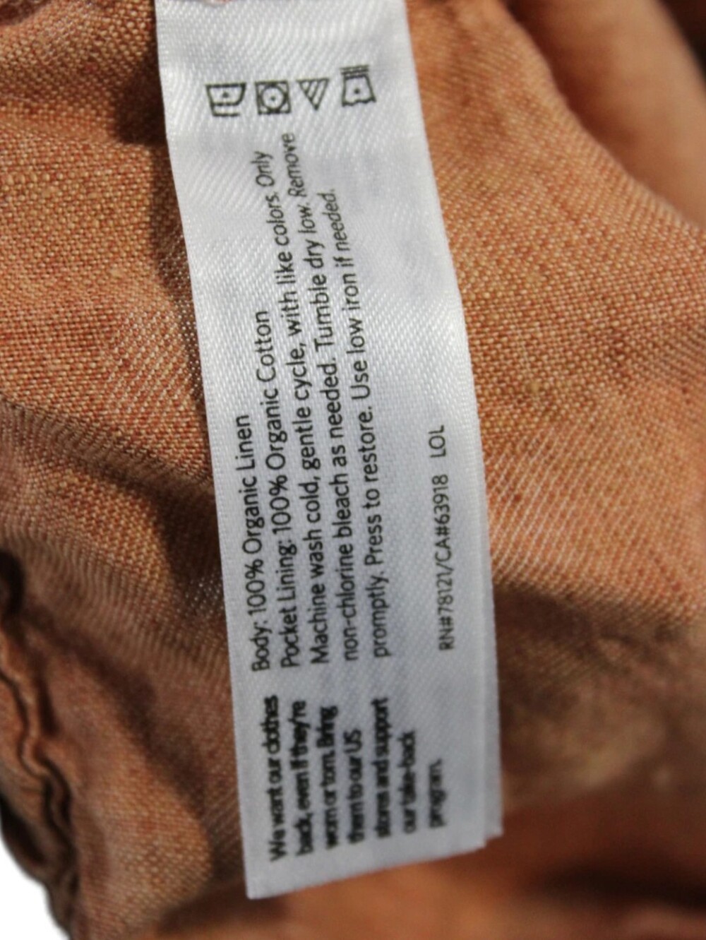 Eileen Fisher Rust Orange 100% Linen Pants